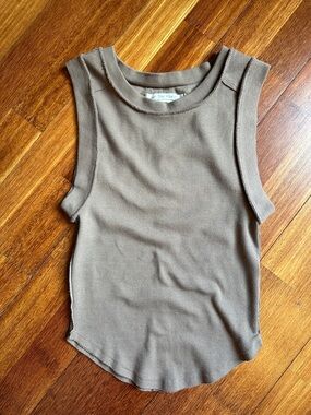 We The Free Ribbed Tank Top in Taupe
